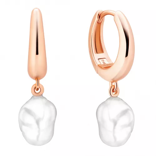 Eleganter Perlenohrring in Roségold 585 plattiert (1 Mik) weiss Keshi Perle 6-7 mm, Engl Verschluss, Gaura Pearls, Estland