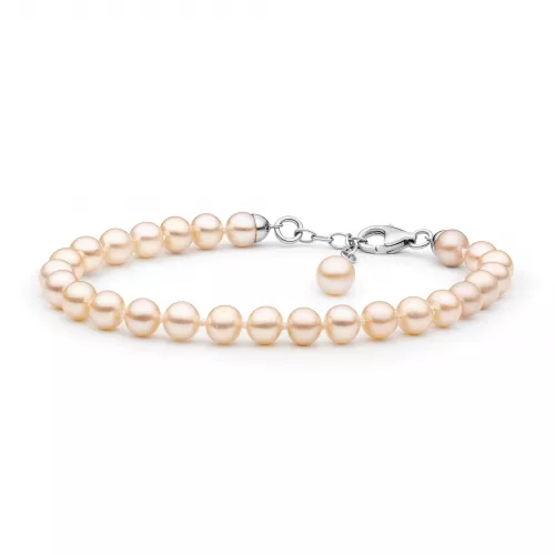 Gaura Pearls Perlenarmband - rosa, 18-21 cm, 925 Silber