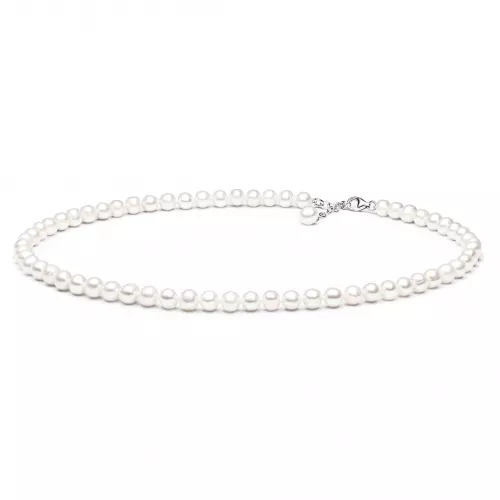 Gaura Pearls Perlenkette - weiß, rund, 7 mm, 45-48 cm, 925 Silber
