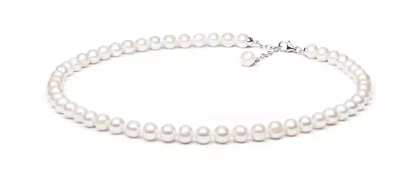 Perlenschmuck Set - Klassisch elegant - Perlenohringe weiß und Perlenkette weiß Bild 3