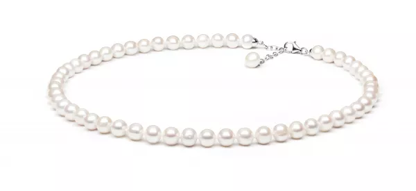 Perlenschmuck Set - Klassisch elegant - Perlenohrstecker weiß und Perlenkette weiß 6.5-7.5 mm, Gaura Pearls, Estland Bild 1