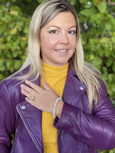 Elegantes klassisches Perlenarmband weiß rund 7.5-8.5 mm, Verschluss Silber mit Perle, Gaura Pearls, Estland