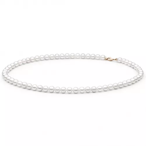 Gaura Pearls Perlenkette - weiß, klassisch, 40 cm, 585 Roségold