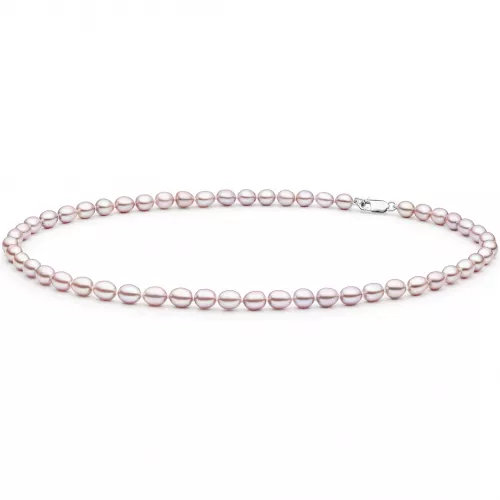 Gaura Pearls Perlenkette - lavendel, reis, 45 cm, 925 Silber