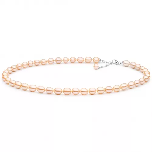 Gaura Pearls Perlenkette - rosa, reis, 45-48 cm, 925 Silber