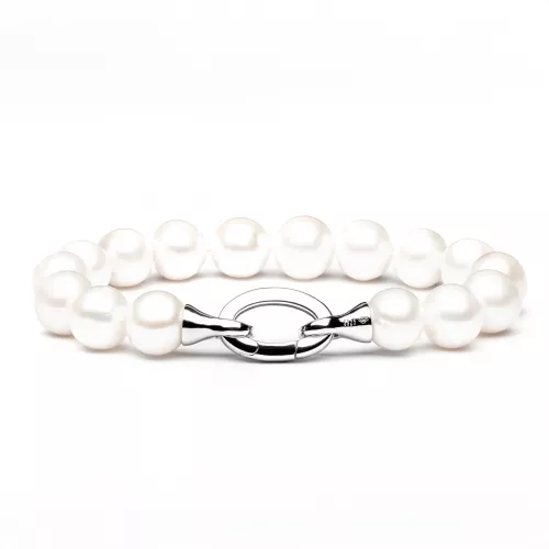 Gaura Pearls Perlenarmband - weiß, 11 mm, 925 Silber