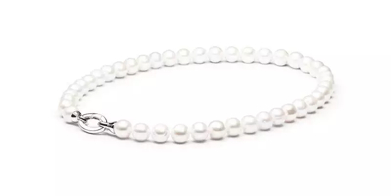 Klassische Perlenkette weiß rund 10.5-11.5 mm, 50 cm, Designverschluss 925er Silber, Gaura Pearls, Estland