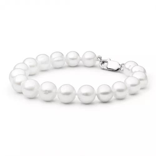 Gaura Pearls Perlenarmband - weiß, 10 mm, 925 Silber