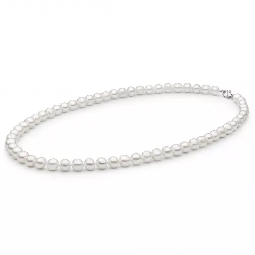 Perlenkette Herren weiß rund 8-8.5 mm, 50cm, Verschluss 925er Silber, Gaura Pearls, Estland