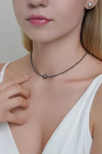 Gaura Pearls Perlenkette - schwarz, 37-40 cm, 925 Silber Bild 5