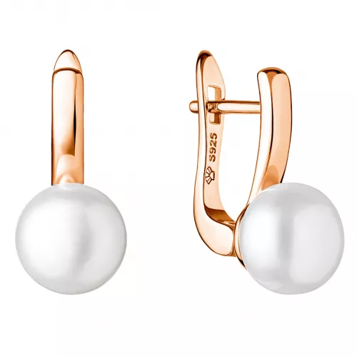 Gaura Pearls Perlenohrringe - weiß, 9 mm, 585 Rosegold plat.
