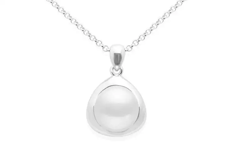Silberkette mit klassischem Perlenanhänger weiß 10-11mm, 42 cm, 925er Silber, Gaura Pearls, Estland