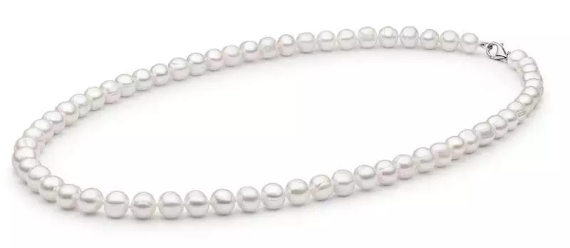 Perlenkette Herren weiß rund 8-8.5 mm, 50cm, Verschluss 925er Silber, Gaura Pearls, Estland