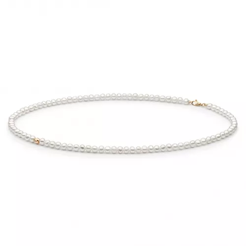Gaura Pearls Perlenkette - weiß, rund, 40 cm, 585 Roségold