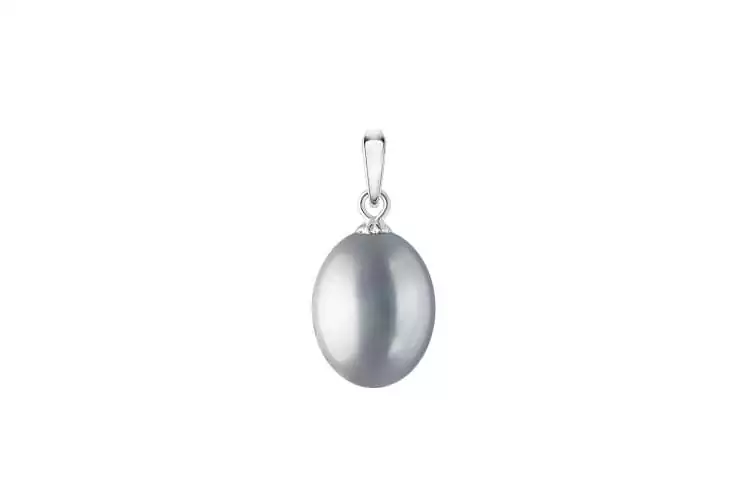 Perlenanhänger einzeln grau 9-9.5 mm, 925er rhodiniertes Silber, Gaura Pearls, Estland