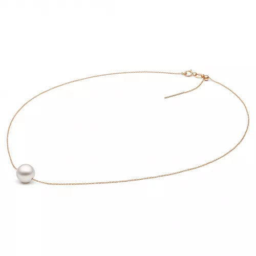 Gaura Pearls Perlenkette - weiß, 42 cm, 585 Roségold
