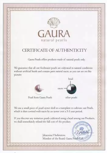 Perlenohrstecker Zertifikat Gaura