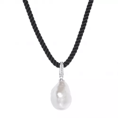 Gaura Pearls Halskette - Perle, weiß, Kasumi like, 43-46 cm, 925 Silber