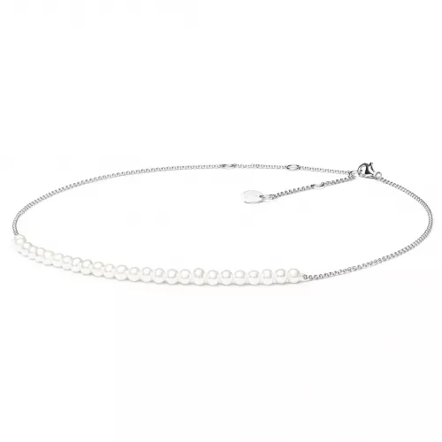 Gaura Pearls Silberkette - weiß, 38-43 cm, 925 Silber