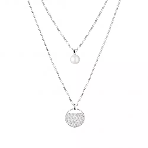 Gaura Pearls Silberkette - Layering, weiß, Zirkonia, 43-48 cm, 925 Silber