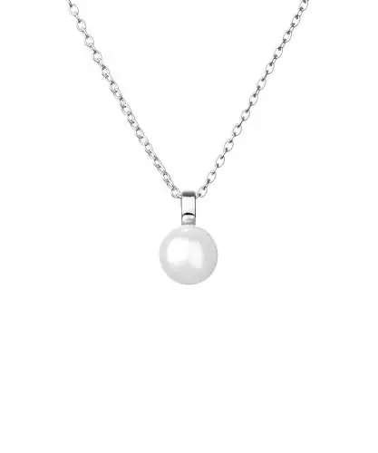 Elegante Silberkette mit Perle, weiß 7-7.5 mm, 39 cm, flexible Länge, Verschluss 925er Silber, Gaura Pearls, Estland