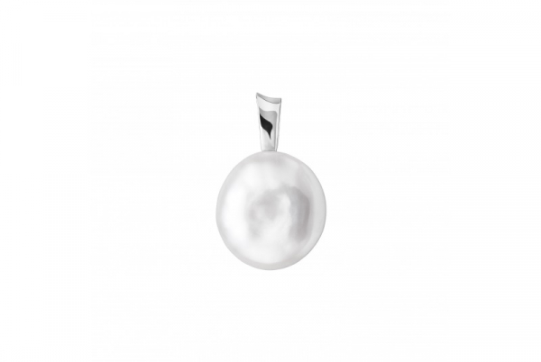 Perlenanhänger einzeln weiß barock 14 mm, 925er Silber, Gaura Pearls, Estland