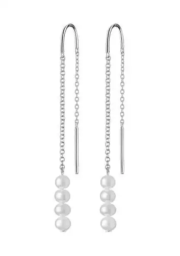 Perlenschmuck Set - Klassisch elegant - Perlenring weiß, Perlenohrring hängend weiß, Marke: Gaura Pearls, Estland