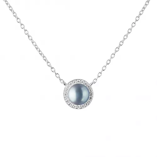 Gaura Pearls Silberkette - grau, Zirkonia, 41-48 cm, 925 Silber