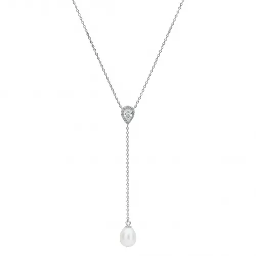 Gaura Pearls Silberkette - weiß, 39,5 cm, 925 Silber