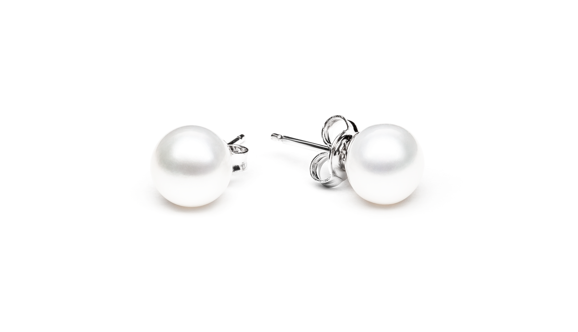 Perlenschmuck Set weiß Perlenkette 7.5-8 mm, Ohrstecker
