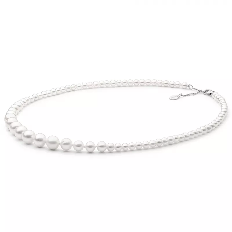 Gaura Pearls Perlenkette - weiß, rund, 43-46 cm, 925 Silber Gaura Pearls Perlenkette - weiß, rund, 43-46 cm, 925 Silber