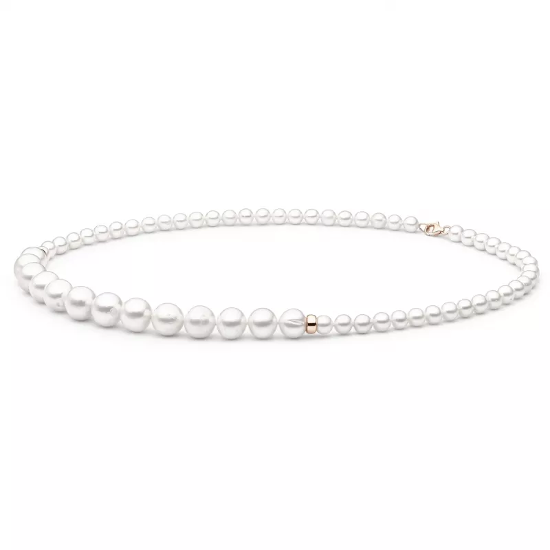 Gaura Pearls Perlenkette - weiss, 46 cm, 585 Rosegold plattiert Gaura Pearls Perlenkette - weiss, 46 cm, 585 Rosegold plattiert
