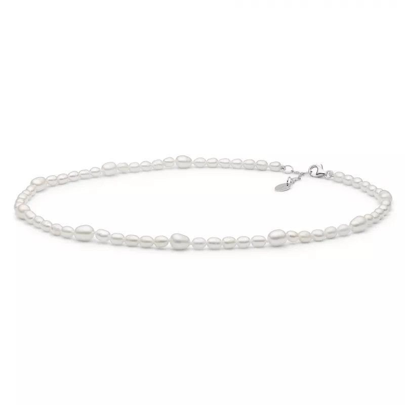 Gaura Pearls Perlenkette - weiss, reis, 37-40 cm, 925 Silber Gaura Pearls Perlenkette - weiss, reis, 37-40 cm, 925 Silber
