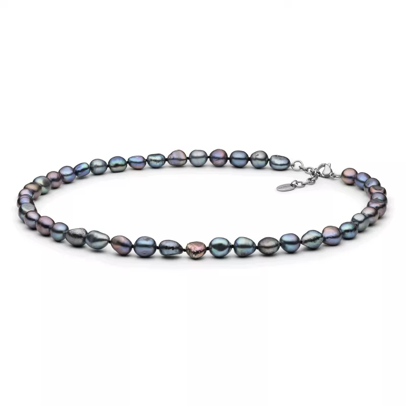 Gaura Pearls Perlenkette - schwarz, 45 cm, Stahl Gaura Pearls Perlenkette - schwarz, 45 cm, Stahl