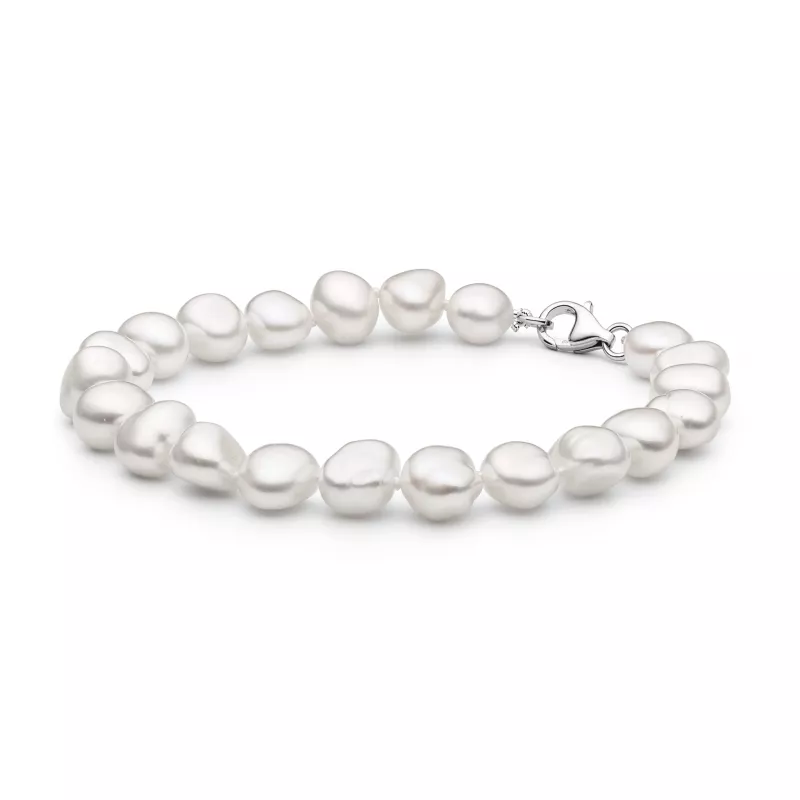 Gaura Pearls Perlenarmband Herren - weiß, barock, 925 Silber Gaura Pearls Perlenarmband Herren - weiß, barock, 925 Silber