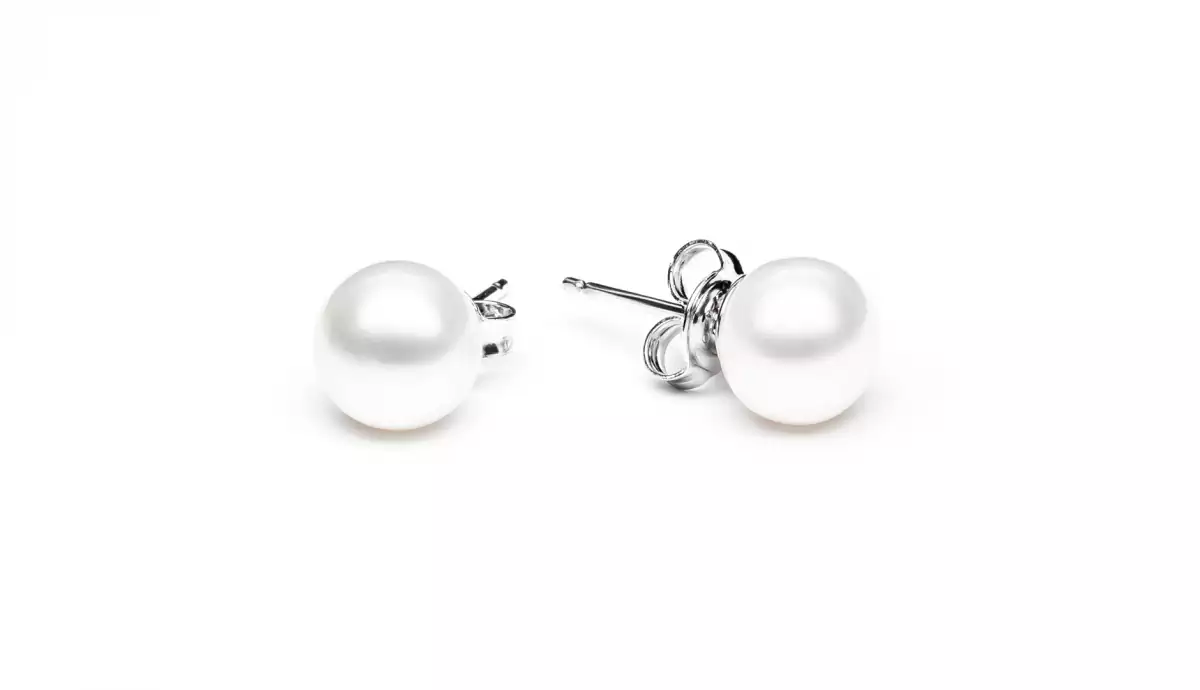 Perlenschmuck Set - Klassisch elegant - Perlenohringe weiß und Perlenkette weiß Bild 2