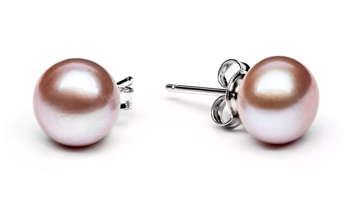 Klassischer Perlenohrstecker lavendel rund 8.5-9 mm, Sicherheitsverschluss 925er Silber, Gaura Pearls, Estland Klassischer Perlenohrstecker lavendel rund 8.5-9 mm, Sicherheitsverschluss 925er Silber, Gaura Pearls, Estland