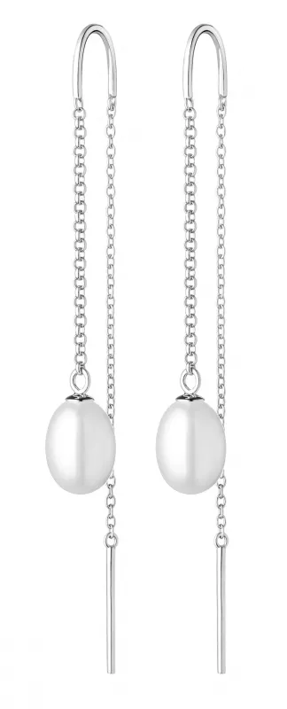 Eleganter Perlenohrhänger weiß rund, 7-7.5 mm, 925er Silber, Gaura Pearls, Estland Eleganter Perlenohrhänger weiß rund, 7-7.5 mm, 925er Silber, Gaura Pearls, Estland