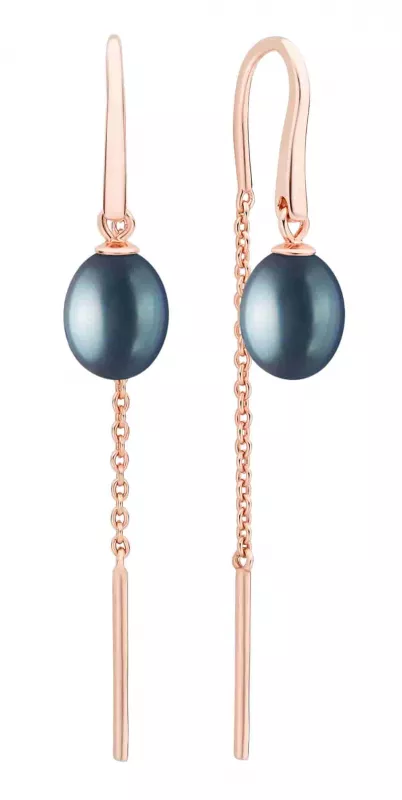 Eleganter Perlenohrhänger schwarz rund, 6.5-7 mm, 925er Silber, Gaura Pearls, Estland Eleganter Perlenohrhänger schwarz rund, 6.5-7 mm, 925er Silber, Gaura Pearls, Estland