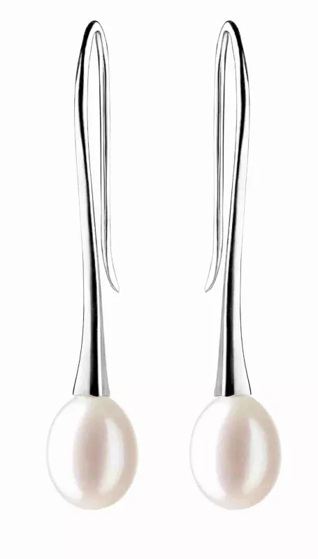 Eleganter Perlenohrhänger weiß reisförmig 7.5-8 mm, 925er Silber, Gaura Pearls, Estland Eleganter Perlenohrhänger weiß reisförmig 7.5-8 mm, 925er Silber, Gaura Pearls, Estland