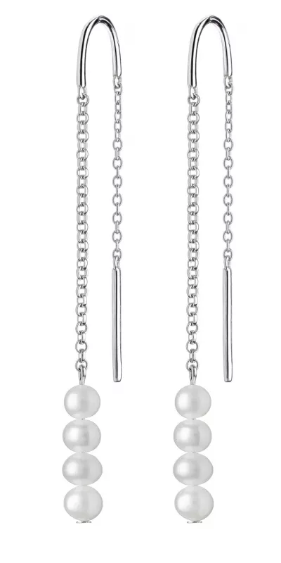 Eleganter Perlenohrhänger weiß rund, 4.5-5 mm, 925er Silber, Gaura Pearls, Estland Eleganter Perlenohrhänger weiß rund, 4.5-5 mm, 925er Silber, Gaura Pearls, Estland