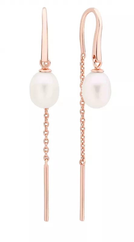 Eleganter Perlenohrhänger weiß rund, 6.5-7 mm, 14K Rosegold plattiert (1 Mik) 925er Silber, Gaura Pearls, Estland Eleganter Perlenohrhänger weiß rund, 6.5-7 mm, 14K Rosegold plattiert (1 Mik) 925er Silber, Gaura Pearls, Estland