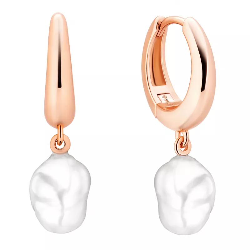 Eleganter Perlenohrring in Roségold 585 plattiert (1 Mik) weiss Keshi Perle 6-7 mm, Engl Verschluss, Gaura Pearls, Estland Eleganter Perlenohrring in Roségold 585 plattiert (1 Mik) weiss Keshi Perle 6-7 mm, Engl Verschluss, Gaura Pearls, Estland