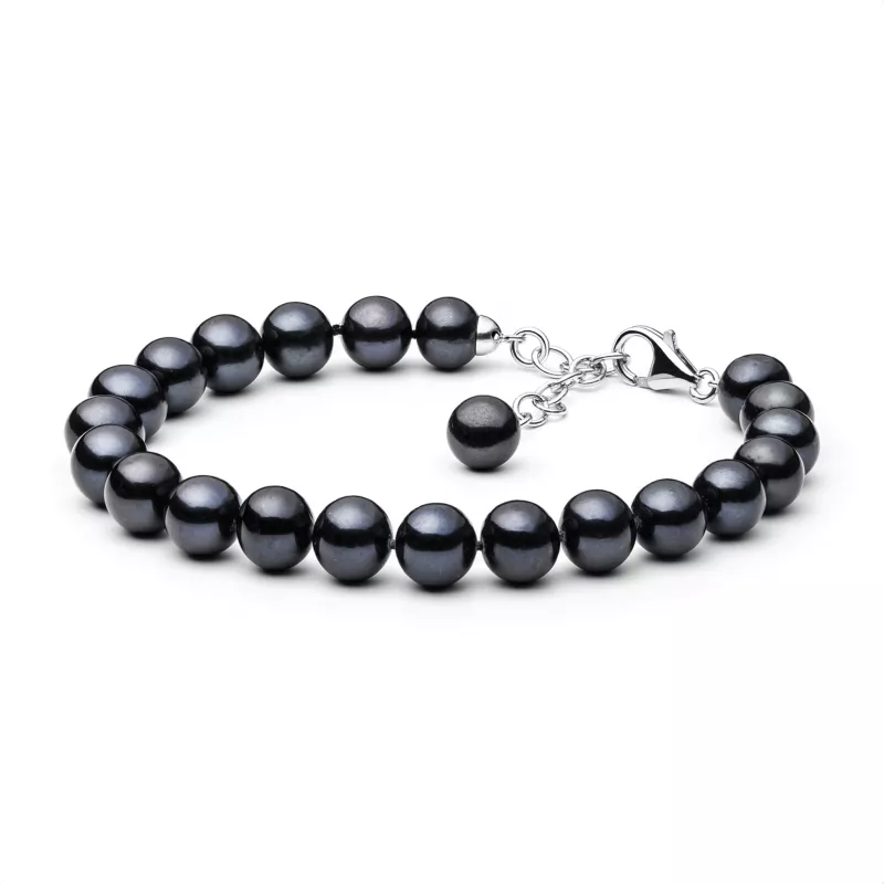 Gaura Pearls Perlenarmband - schwarz, 10 mm, 925 Silber Gaura Pearls Perlenarmband - schwarz, 10 mm, 925 Silber