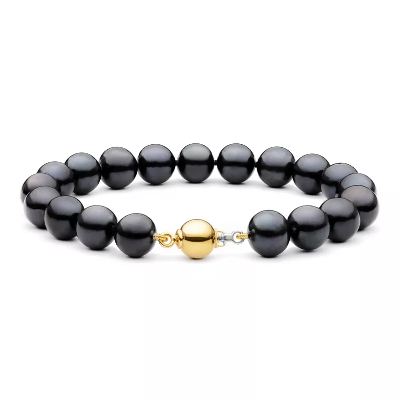 Gaura Pearls Perlenarmband - schwarz, 10 mm, 585 Weiß/Gelbgold Gaura Pearls Perlenarmband - schwarz, 10 mm, 585 Weiß/Gelbgold