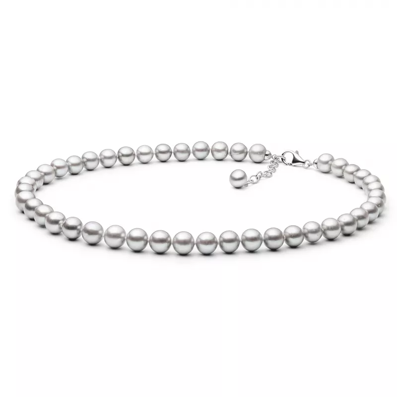 Gaura Pearls Perlenkette - grau, rund, 45 cm, 925 Silber Gaura Pearls Perlenkette - grau, rund, 45 cm, 925 Silber