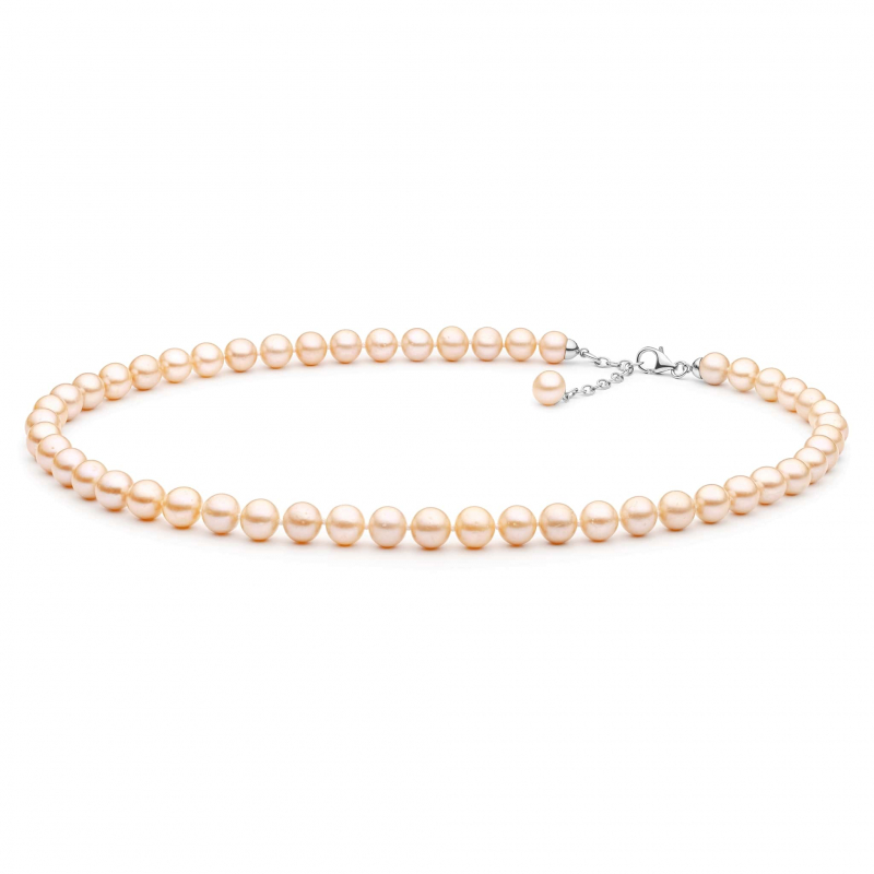 Gaura Pearls Perlenkette - rosa, 8.5 mm 45-48 cm, 925 Silber