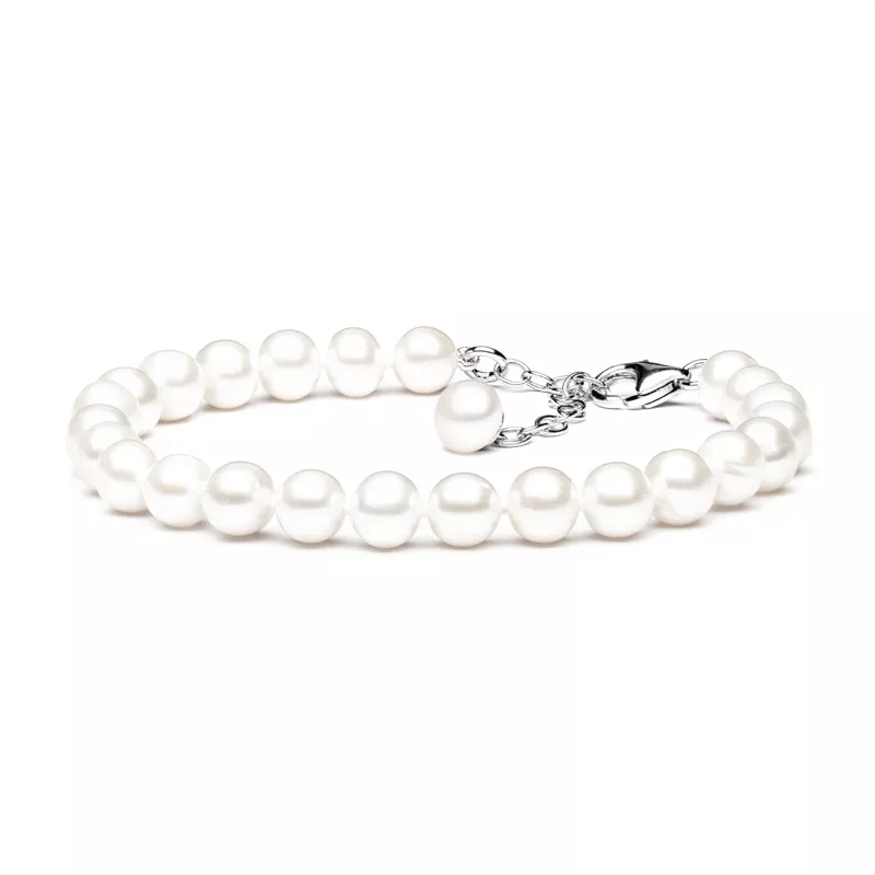 Gaura Pearls Perlenarmband - weiß, 7 mm, 925 Silber Gaura Pearls Perlenarmband - weiß, 7 mm, 925 Silber