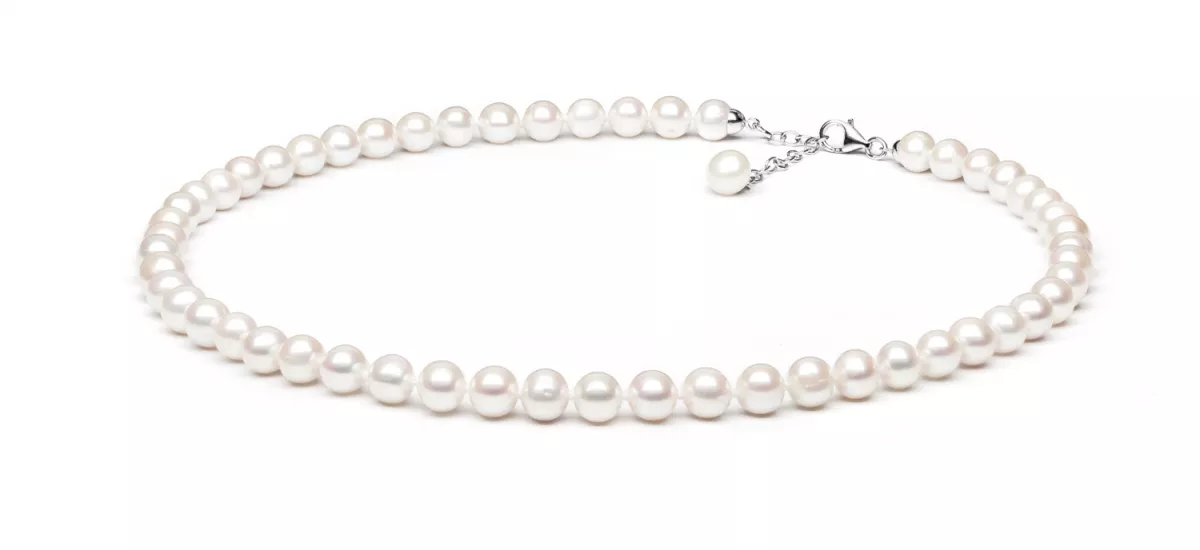 Perlenschmuck Set - Klassisch elegant - Perlenohrstecker weiß und Perlenkette weiß 6.5-7.5 mm, Gaura Pearls, Estland Bild 1 Perlenschmuck Set - Klassisch elegant - Perlenohrstecker weiß und Perlenkette weiß 6.5-7.5 mm, Gaura Pearls, Estland Bild 1