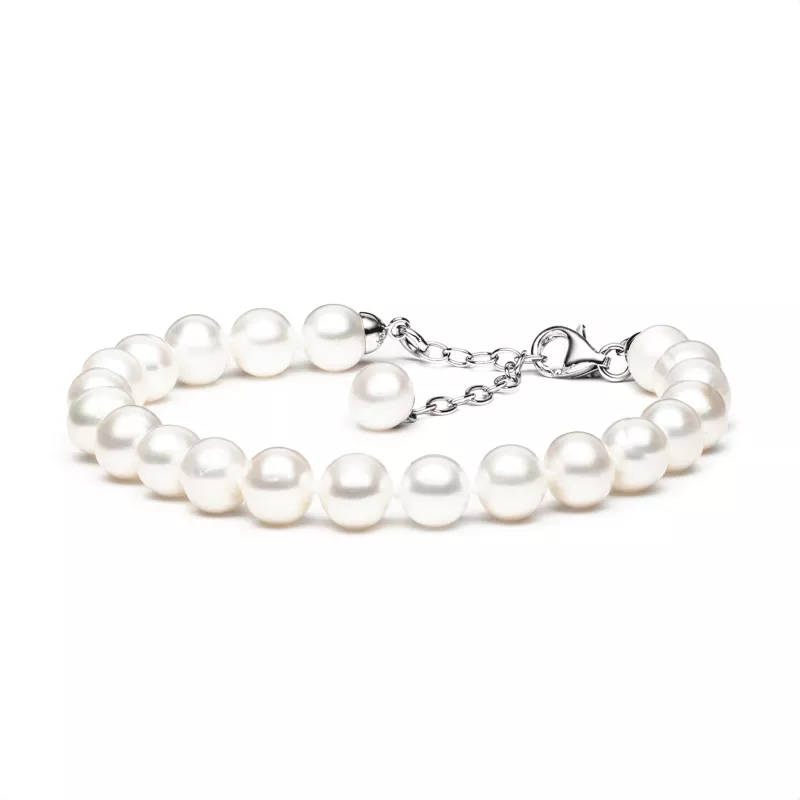 Gaura Pearls Perlenarmband - weiß, 8 mm, 925 Silber Gaura Pearls Perlenarmband - weiß, 8 mm, 925 Silber